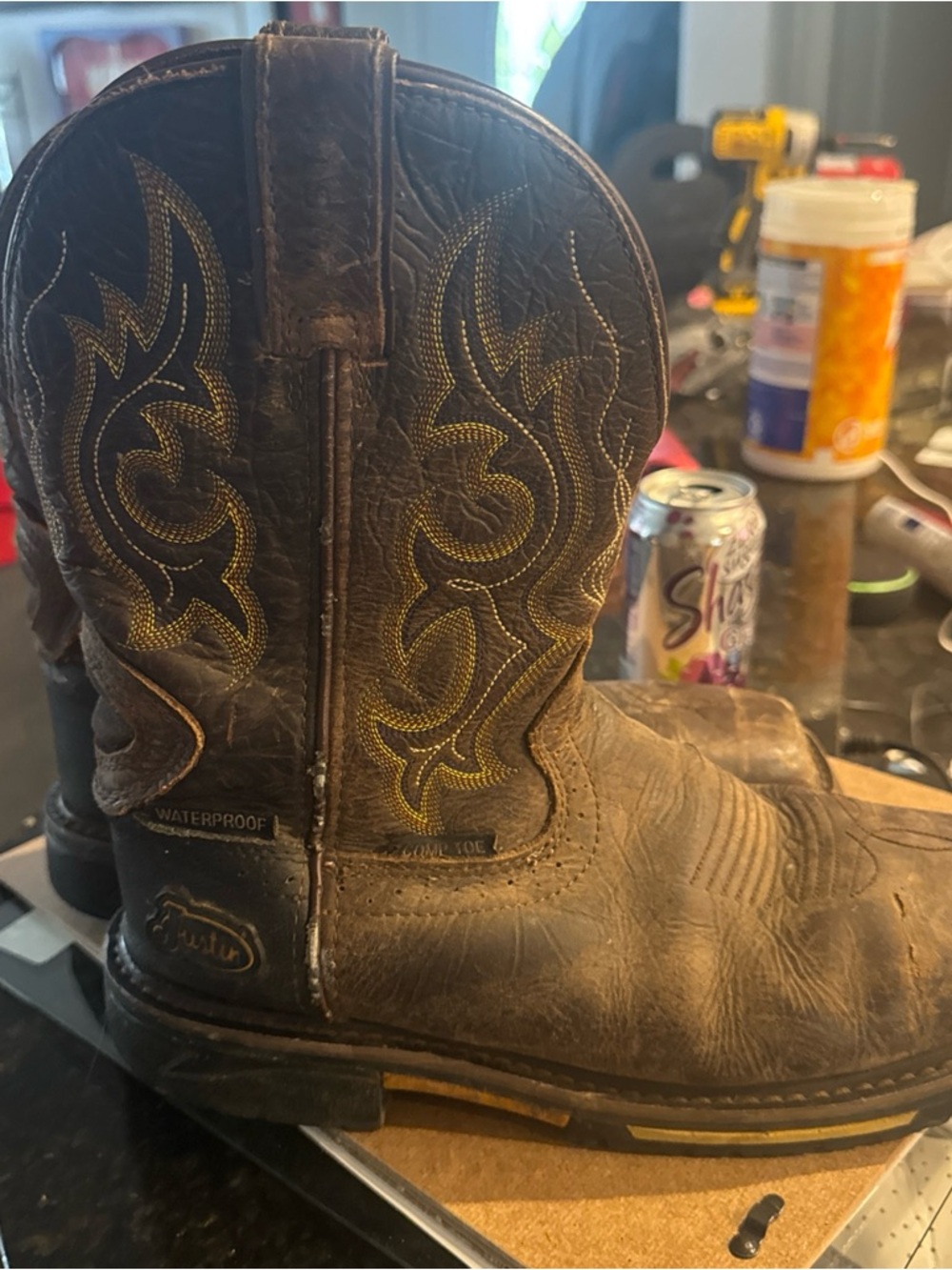 Justin Boots Brown Waterproof Cowboy Work Boots